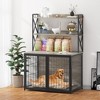 Jojoka Dog Crate Furniture, Heavy Duty Dog Kennel with Storage Shelves, 4-Door Wooden Pet House End Table for Small Medium Dogs - 3 of 4