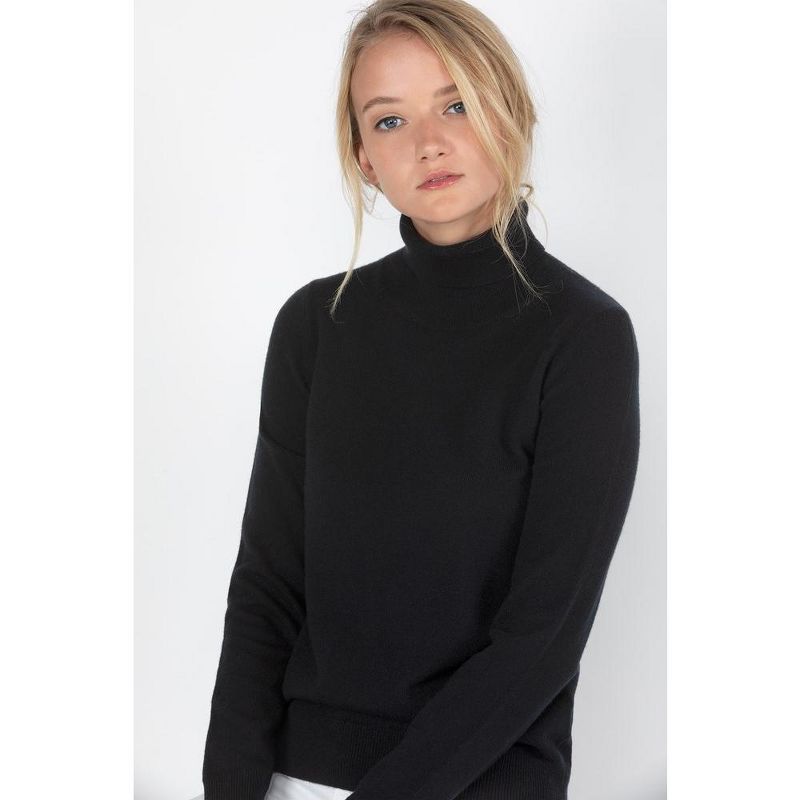 JENNIE LIU Women's 100% Pure Cashmere Long Sleeve Turtleneck Pullover Sweater, 4 of 5
