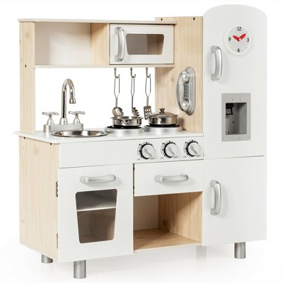 Costway Kids Corner Wooden Kitchen Playset Pretend Cooking Toy W/ Cookware  Accessories : Target