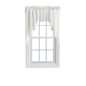 Ellis Stacey 3" Rod Pocket High Quality Fabric Solid Window Swag Set Ice Cream - 1 of 4