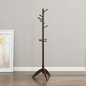 QingMoon Branch Shape Solid Wood Coat Rack, Freestanding Hall Tree with 10 Hooks for Entryway, Hallway, Living Room and Bedroom - 1 of 4