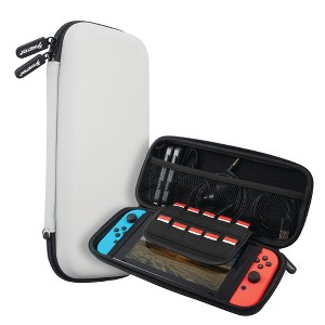 Insten Carrying Case with 10 Game Card Holder Slots for Nintendo Switch & OLED Model, Controllers and Accessories, Portable Travel Cover, Gray - 1 of 4
