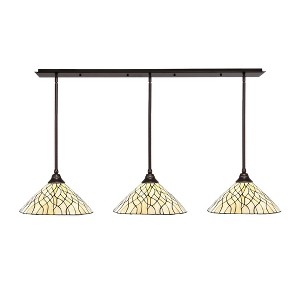 Toltec Lighting Stem 3 - Light Chandelier in  Dark Granite with 16" Sandhill Art Glass Shade - 1 of 1