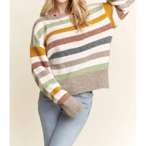 Women's Multicolor Stripe Sweater - ADORA - 1 of 4