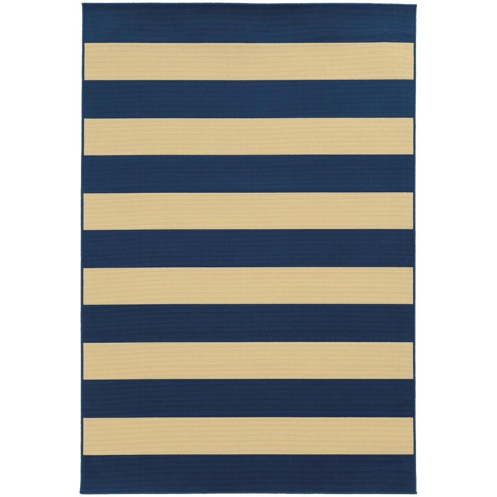 3'7inx5'6in Rio Striped Patio Rug Blue/Ivory