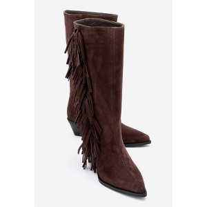 Orlo - Brown Suede Genuine Leather Fringed Western Boot (Women) | Forever & Always Shoes - 1 of 4