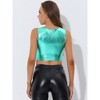 INSPIRE CHIC Women's U Neck Sleeveless Party Clubwear Shiny Metallic Crop Tank Tops - image 4 of 4