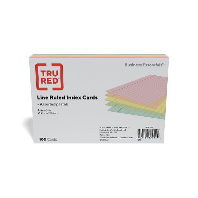 Staples 4" x 6" Line Ruled Assorted Pastel Index Cards 100/Pack (51015) 730755