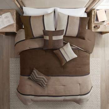Park Comforter Suede Faux Brown Madison Queen Set 7pc - Target : Powell
