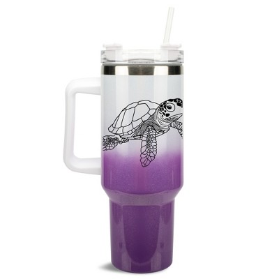 Elanze Designs Sea Turtle Ocean Life Animal 40 oz. Stainless Steel, Large Water Bottle Coffee Mug, Spill & Leak Resistant, Thermal Travel Tumbler with
