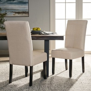 Sapphtopaz Set of 2 Modern Dining Chairs with T-Stitch High Backrest Dining Room Chair with Wooden Legs Elegant Kitchen Chair for Dining Room - 1 of 4