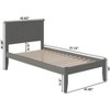 AFI Furnishings Nantucket Twin Platform Bed with Open Footboard and Turbo Charger in Grey - 3 of 4