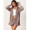 cheibear Women's Fuzzy Fleece Soft Coat Jacket and Crop Top with Shorts 3-Piece Pajamas Lounge Set - 2 of 4