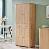 71" Tall Kitchen Pantry Storage Cabinet, Modern Kitchen Storage Cabinets with 4 Doors and 6 Adjustable Shelves,Wooden Curved Kitchen Cabinet - 2 of 4