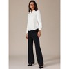 INSPIRE CHIC Women's Work Striped Lace Lapel Collar Button Down Long Sleeve Office Blouse - 2 of 4