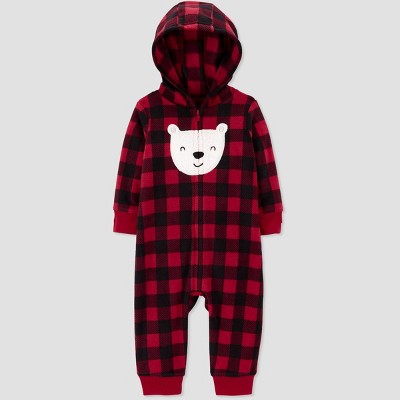 Image of Baby Boys' Buffalo Bear Check Romper - Just One You® made by carter's Black/Red 6M