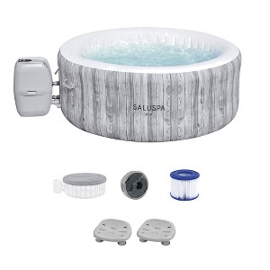 Bestway SaluSpa Fiji AirJet Inflatable Hot Tub with 120 Soothing Jets and Set of 2 Underwater Non-Slip Pool and Spa Seat with Adjustable Legs, Gray - 1 of 4