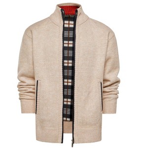 INSPIRE CHIC Men's Winter Thick Stand Collar Zipper Fleece Lined