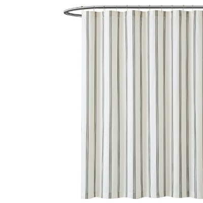 Millennial Striped Shower Curtain Off White/Black - Truly Soft