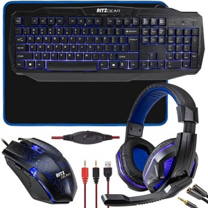 Ritz Gear 4-in-1 LED Backlight Gaming Kit (Blue) — Keyboard, Mouse, Headset & Mouse Pad Bundle - 1 of 4