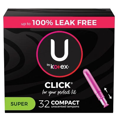 U By Kotex Click Compact Tampons - Super - Unscented - 32ct : Target