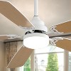 Wanze of Ocean 52 in. Smart Indoor White 6-Speed White Brown 2-Color Blades Downrod or Flush Mount Ceiling Fan with 3-Color LED Light - 4 of 4