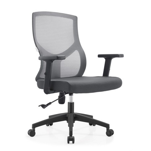 Leisuremod Glen Office Chair Upholstered Cotton Mid-back Mesh Computer ...