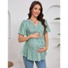 Coolmee Women's Short Sleeve V Neck Tops Blouses Ruffle Hem Tie Front Crop Summer Tops - 2 of 4
