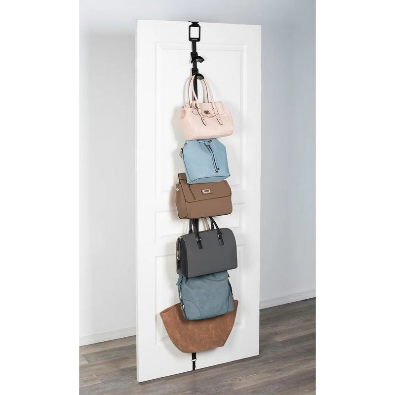J&V TEXTILES Over The Door Purse Organizer for Wall or Closet | Updated Design | New Clips | Holds Up to 8 Bags | Black, 1 of 5