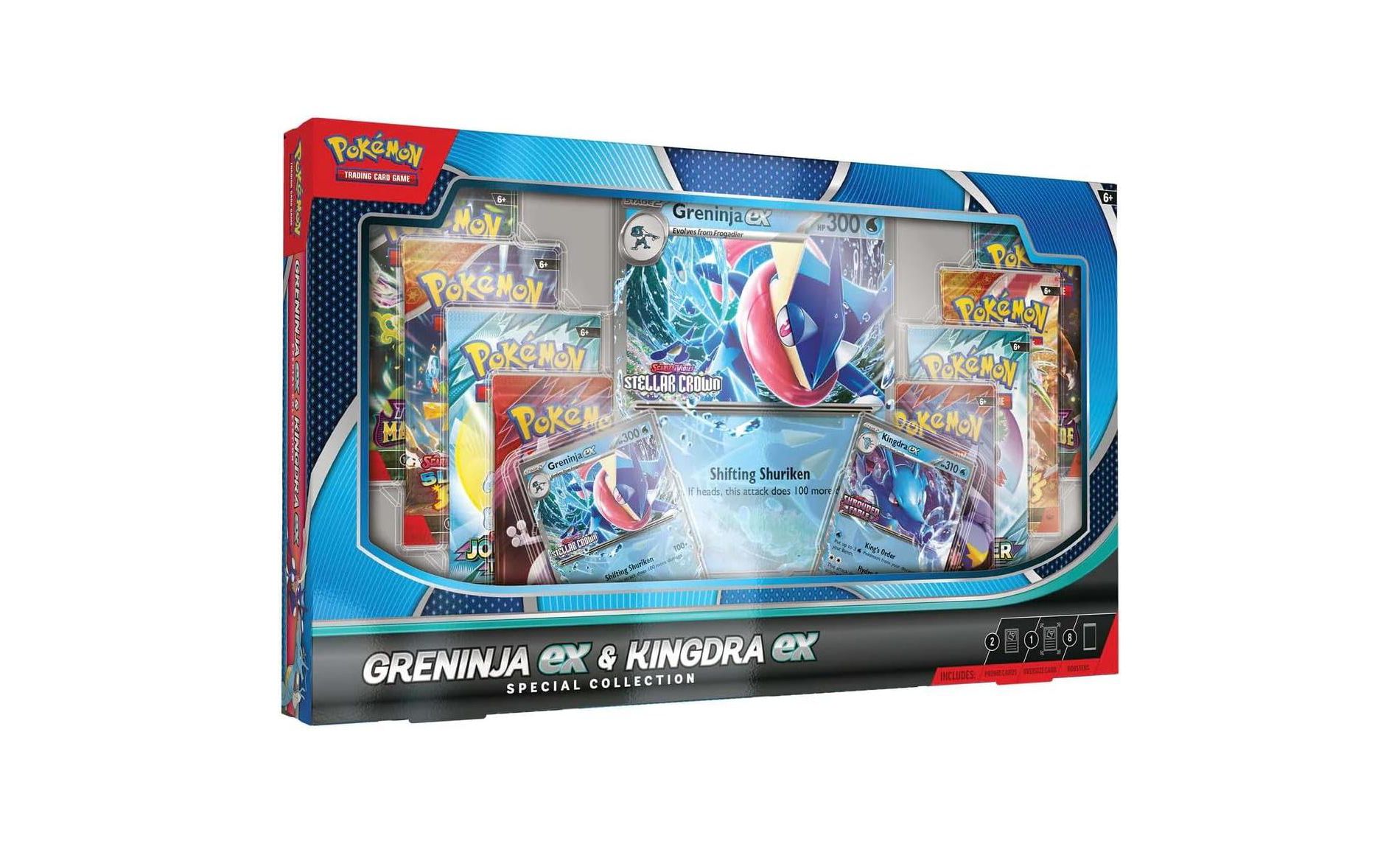 Pokemon TCG Greninja EX & Kingdra EX Special Collection Box - 8 Packs, Promo Cards