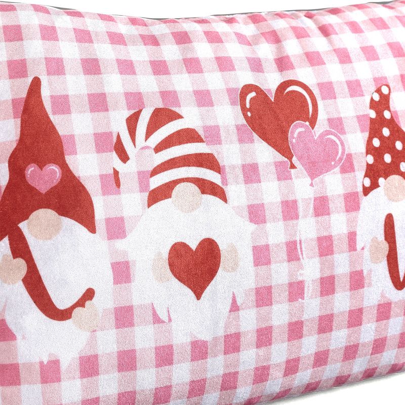 The Lakeside Collection Valentine's Day Gnome Love Accent Pillow - Pink Checker Pattern, 3 of 9