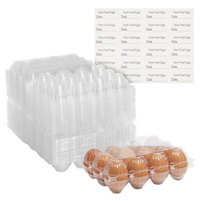 Stockroom Plus 48 Pack Bulk Egg Cartons for 1 Dozen Chicken Eggs, Reusable Containers, Labels
