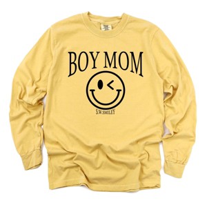 Simply Sage Market S.W.Smiley Boy Mom Outline Garment Dyed Long Sleeve - 1 of 4