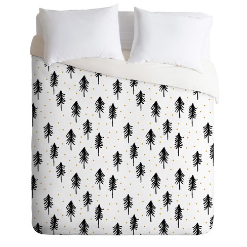 Black White Little Arrow Design Co Winter Pines Duvet Cover Set