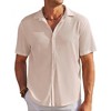 COOFANDY Men's Casual Shirts Short Sleeve Waffle Knit Button Down Shirt Wrinkle Free Summer Beach Tops - 4 of 4