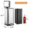 8 Gallon Kitchen Trash Can, Stainless Steel Rectangular Rubbish Bin with Removable Inner Bucket, 30 Liter Step Recycling Bin with Soft Close Lid - 4 of 4