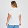 Women's Plus Size Hollow Boat Neck Raglan Sleeve Pointelle Knit Loose Casual Blouses - GRACE & GRANDEUR - 3 of 4