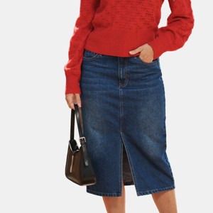 Women's Timeless Denim A-Line Midi Skirt - Cupshe - 1 of 4