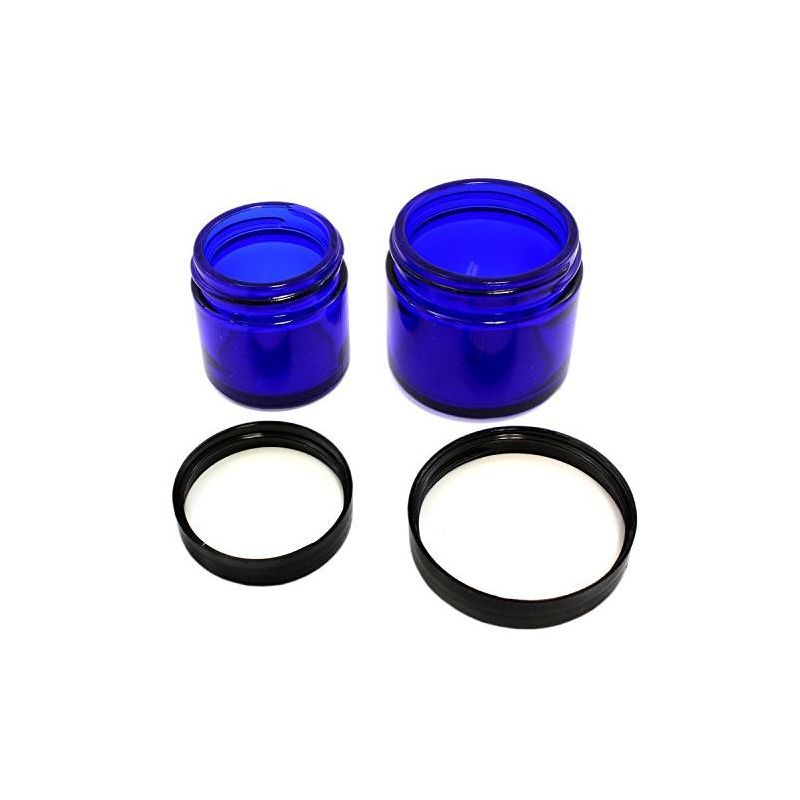 Cornucopia Brands Cobalt Blue 1oz/2oz Glass Cosmetic Jars, 12pc Combo Set; Empty Refillable Containers, 5 of 7