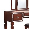 Royal Hampton 60 Inch Vanity Desk Set, Upholstered Stool, Trifold Mirror, Brown - 3 of 4