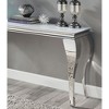 Glass and Stainless Steel Sofa Table with Cabriole-Style Legs and Beveled Tempered Glass Top - 3 of 4