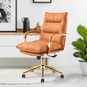 SAINTCY Leather Office Chair - Executive Desk Chair with Adjustable Height, Armrests & Swivel Wheels for Home Office - 360 Degree Swivel - 1 of 4