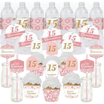 Big Dot of Happiness Mis Quince Anos - Quinceanera Sweet 15 Birthday Party Decor and Confetti - Terrific Table Centerpiece Kit - Set of 30