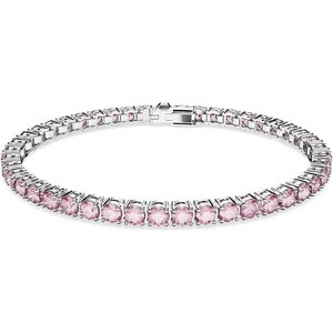 Matrix Crystal Tennis Bracelet, Round Cut Stones in Pink, Blue, Black, Clear with Multiple Metal Finishes - 1 of 4