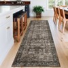 Vintage Area Rug Washable Floral Print Indoor Carpet with Non-Slip Backing - 3 of 4