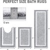Attop Bathroom Rug Mat Set 3 Piece, Microfiber Shaggy Bath Set, Non-Slip Ultra Soft Carpet Mats, Absorbent with U-Shaped Toilet for Bathroom - 2 of 4