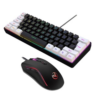 USB Keyboard Mouse Kit 61-key Wired RGB Backlight Computer Keyboard Colorful LED Lighting 3200DPI Gaming Mouse (Black) - 1 of 4