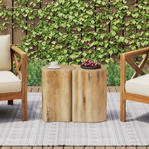 Christopher Knight Home Dextra Modern Patio Irregular Lightweight Concrete Split End Table - 1 of 4