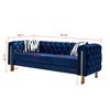 84" Chesterfield Velvet Sofa, Modern Tufted Couch with Gold Metal Arms, 700lb Capacity & Striped Pillows, Solid Wood Frame - 3 of 4