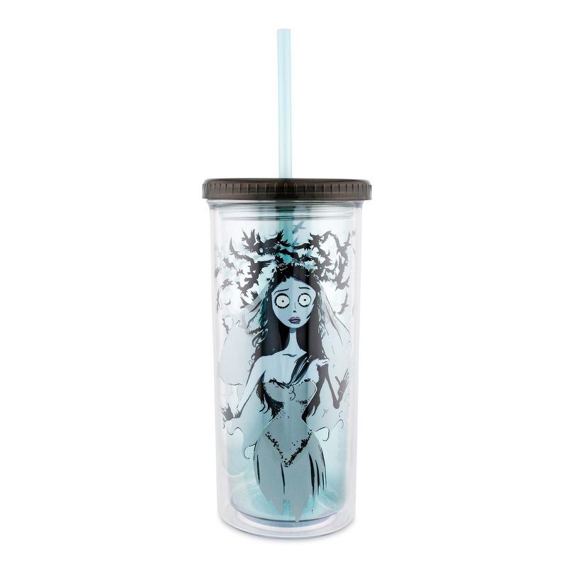 Silver Buffalo Tim Burton's Corpse Bride Emily 20-Ounce Carnival Cup With Lid and Straw, 1 of 7